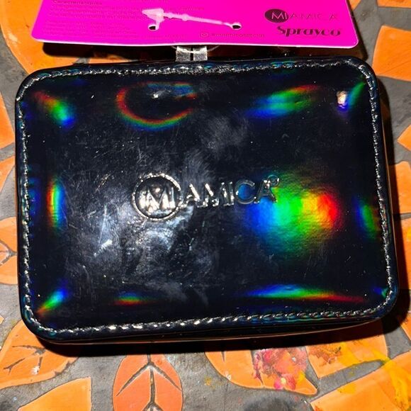 MIAMICA Travel Zip Around Pill Case Quilted Diamond Sewn Black Faux Leather - Picture 2 of 8